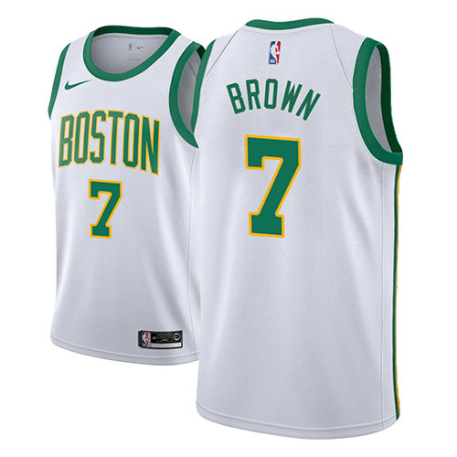 Camiseta baloncesto Jaylen Brown 7 Ciudad 2018-19 Blanco Boston Celtics Hombre