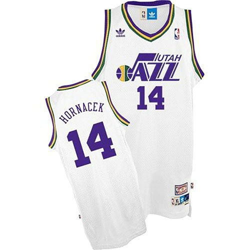 Camiseta baloncesto Jeff Hornacek 14 Retro Blanco Utah Jazz Hombre