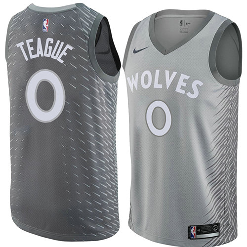 Camiseta baloncesto Jeff Teague 0 Ciudad 2018 Gris Minnesota Timberwolves Hombre