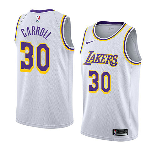 Camiseta baloncesto Jeffrey Carroll 30 Association 2018 Blanco Los Angeles Lakers Hombre