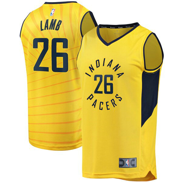 Camiseta baloncesto Jeremy Lamb 26 Statement Edition Amarillo Indiana Pacers Hombre