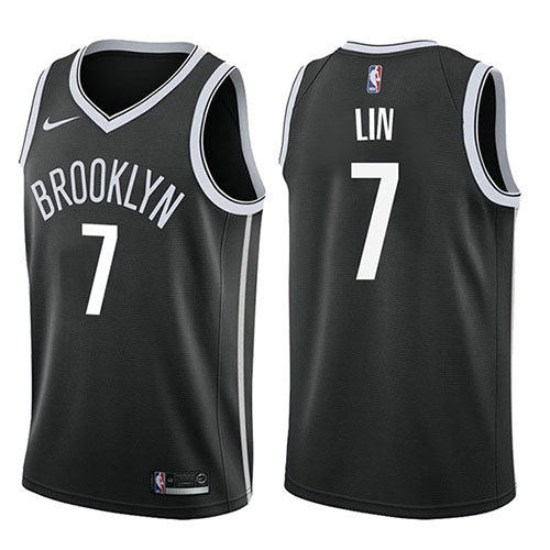 Camiseta baloncesto Jeremy Lin 7 Icon 2017-18 Negro Brooklyn Nets Hombre