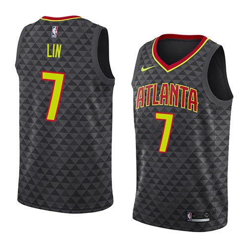 Camiseta baloncesto Jeremy Lin 7 Icon 2018 Negro Atlanta Hawks Hombre