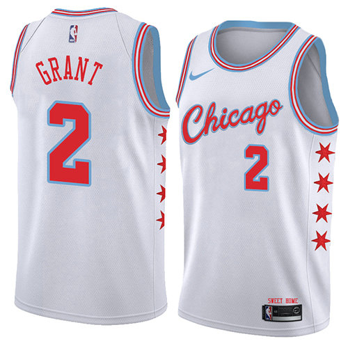 Camiseta baloncesto Jerian Grant 2 Ciudad 2018 Blanco Chicago Bulls Hombre