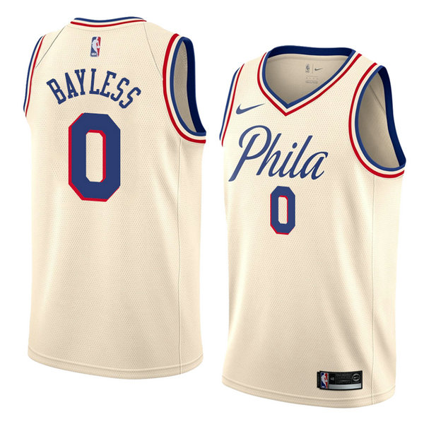 Camiseta baloncesto Jerryd Bayless 0 Ciudad 2018 Crema Philadelphia 76ers Hombre
