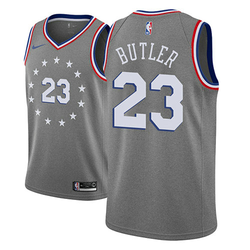 Camiseta baloncesto Jimmy Butler 23 Ciudad 2018-19 Gris Philadelphia 76ers Hombre