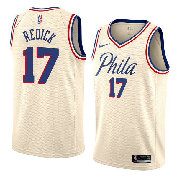 Camiseta baloncesto Jj Redick 17 Ciudad 2018 Crema Philadelphia 76ers Hombre