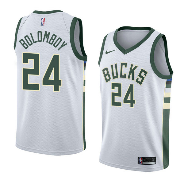 Camiseta baloncesto Joel Bolomboy 24 Association 2018 Blanco Milwaukee Bucks Hombre