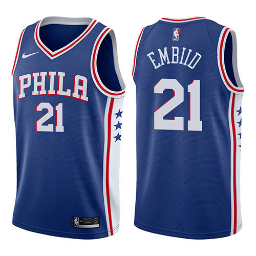 Camiseta baloncesto Joel Embiid 21 2017-18 Azul Philadelphia 76ers Hombre