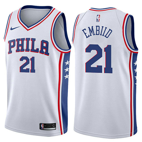 Camiseta baloncesto Joel Embiid 21 2017-18 Blanco Philadelphia 76ers Hombre