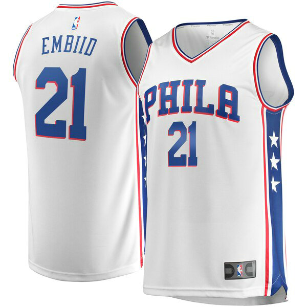 Camiseta baloncesto Joel Embiid 21 Association Edition Blanco Philadelphia 76ers Hombre