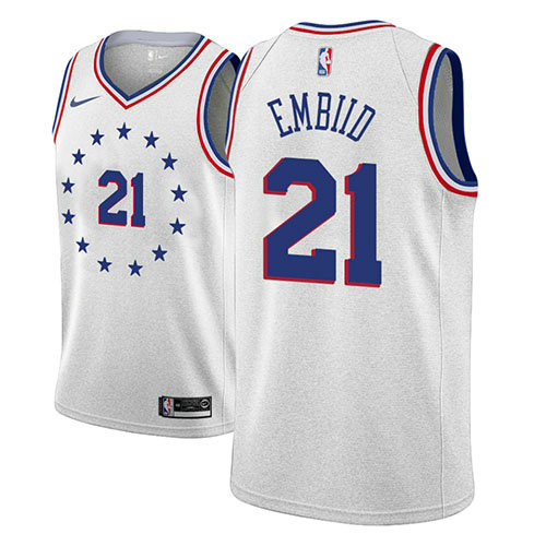 Camiseta baloncesto Joel Embiid 21 Earned 2018-19 Gris Philadelphia 76ers Hombre