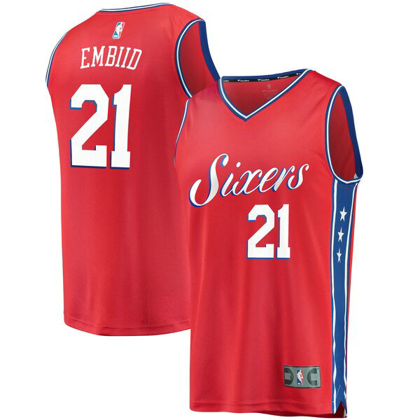 Camiseta baloncesto Joel Embiid 21 Statement Edition Rojo Philadelphia 76ers Hombre