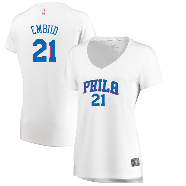 Camiseta baloncesto Joel Embiid 21 association edition Blanco Philadelphia 76ers Mujer