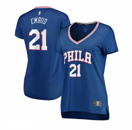 Camiseta baloncesto Joel Embiid 21 icon edition Azul Philadelphia 76ers Mujer
