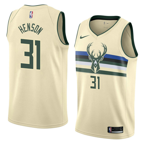 Camiseta baloncesto John Henson 31 Ciudad 2018 Crema Milwaukee Bucks Hombre