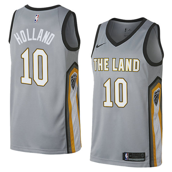 Camiseta baloncesto John Holland 10 Ciudad 2018 Gris Cleveland Cavaliers Hombre