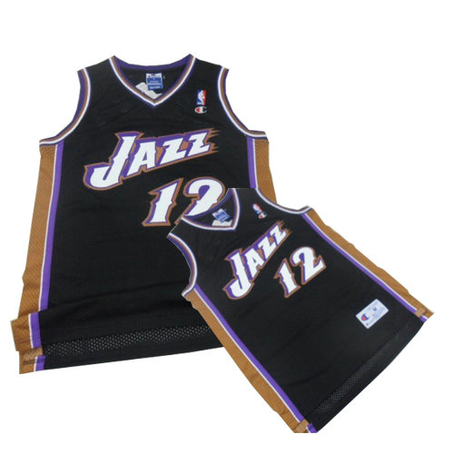 Camiseta baloncesto John Stockton 12 Retro Negro Utah Jazz Hombre