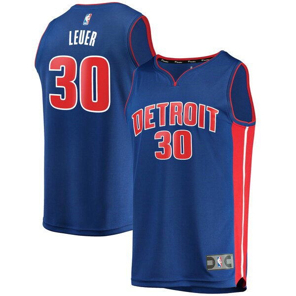 Camiseta baloncesto Jon Leuer 30 Icon Edition Azul Detroit Pistons Hombre