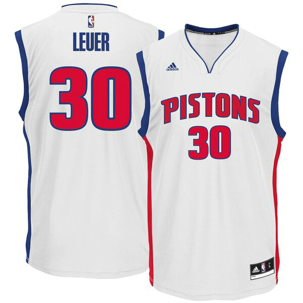 Camiseta baloncesto Jon Leuer 30 adidas Home Replica Blanco Detroit Pistons Hombre