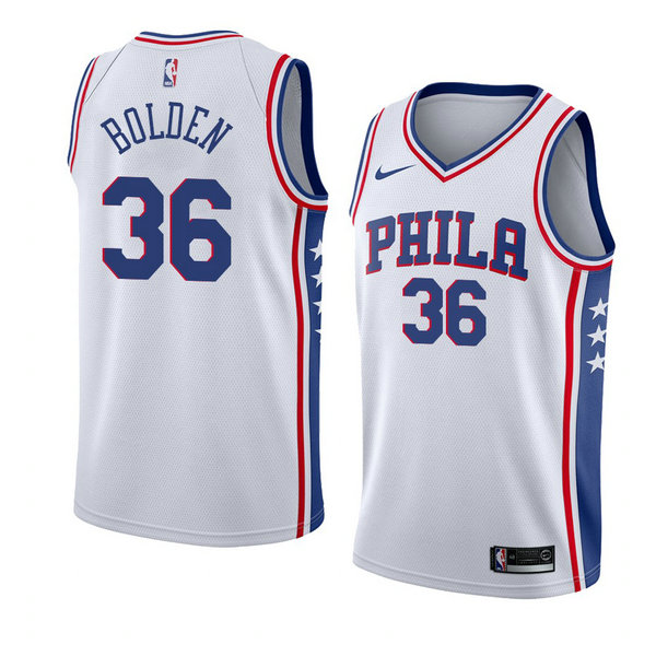 Camiseta baloncesto Jonah Bolden 36 Association 2018 Blanco Philadelphia 76ers Hombre