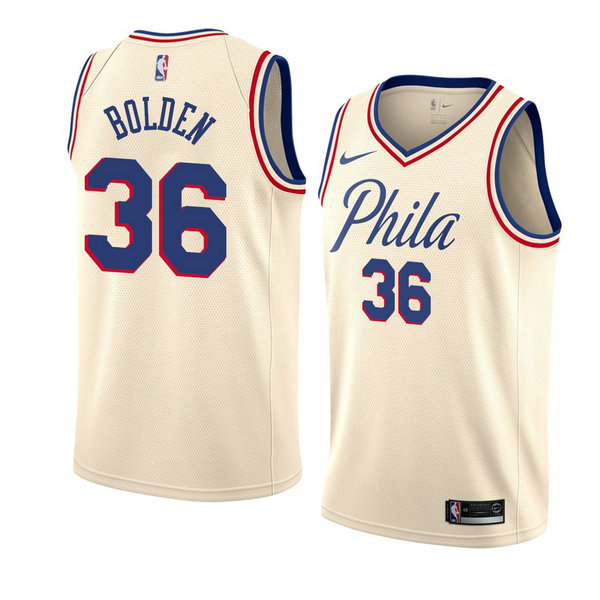 Camiseta baloncesto Jonah Bolden 36 Ciudad 2018 Crema Philadelphia 76ers Hombre