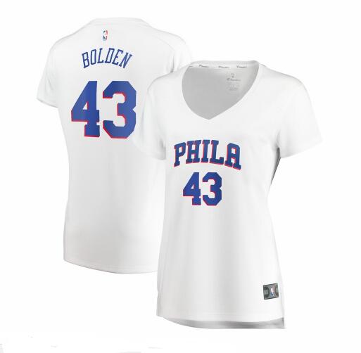 Camiseta baloncesto Jonah Bolden 43 association edition Blanco Philadelphia 76ers Mujer