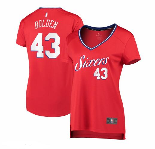 Camiseta baloncesto Jonah Bolden 43 statement edition Rojo Philadelphia 76ers Mujer