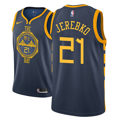 Camiseta baloncesto Jonas Jerebko 21 Ciudad 2018-19 Azul Golden State Warriors Hombre