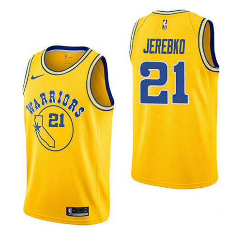Camiseta baloncesto Jonas Jerebko 21 Hardwood Classic 2018-19 Amarillo Golden State Warriors Hombre