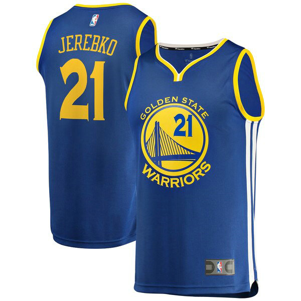 Camiseta baloncesto Jonas Jerebko 21 Icon Edition Azul Golden State Warriors Hombre