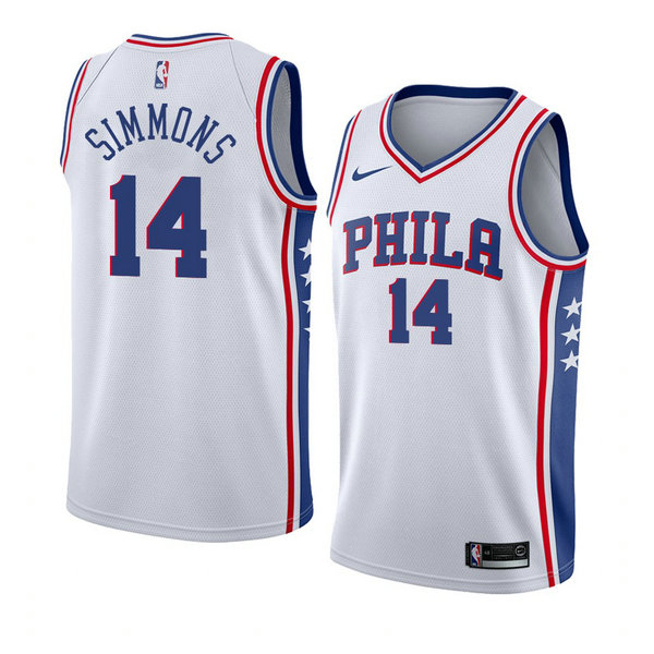 Camiseta baloncesto Jonathon Simmons 14 Association 2018 Blanco Philadelphia 76ers Hombre