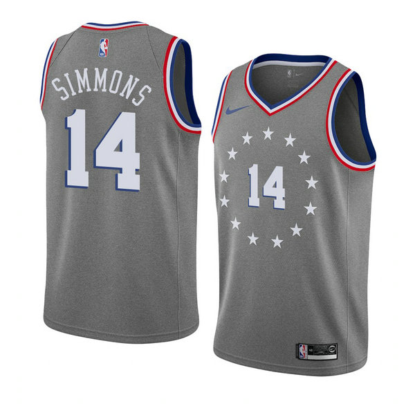 Camiseta baloncesto Jonathon Simmons 14 Ciudad 2018-19 Gris Philadelphia 76ers Hombre