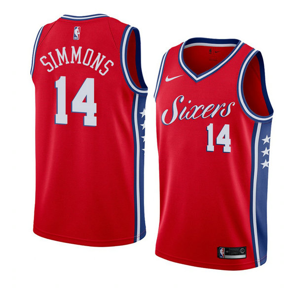 Camiseta baloncesto Jonathon Simmons 14 Statement 2018 Rojo Philadelphia 76ers Hombre