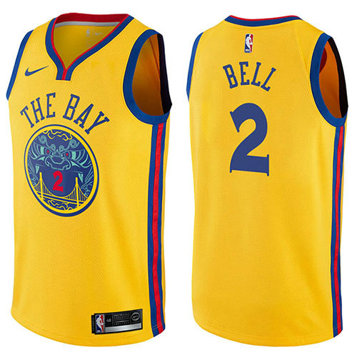 Camiseta baloncesto Jordan Bell 2 Chinese Heritage Ciudad 2017-18 Amarillo Golden State Warriors Hombre