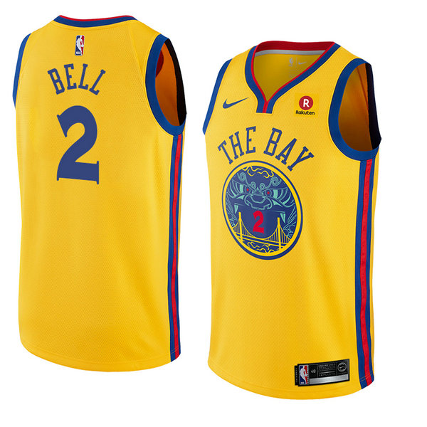 Camiseta baloncesto Jordan Bell 2 Ciudad 2018 Amarillo Golden State Warriors Hombre