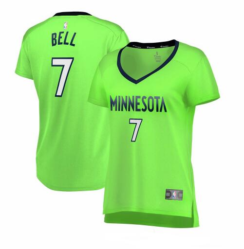 Camiseta baloncesto Jordan Bell 7 statement edition Verde Minnesota Timberwolves Mujer