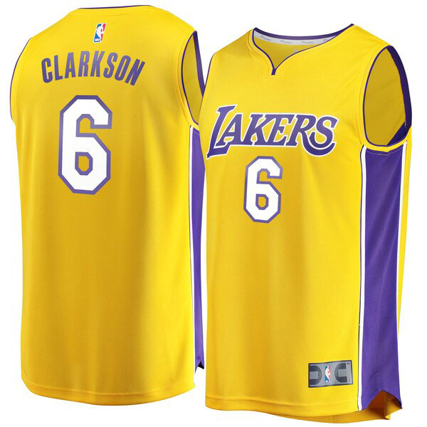 Camiseta baloncesto Jordan Clarkson 6 Icon Edition Amarillo Los Angeles Lakers Hombre