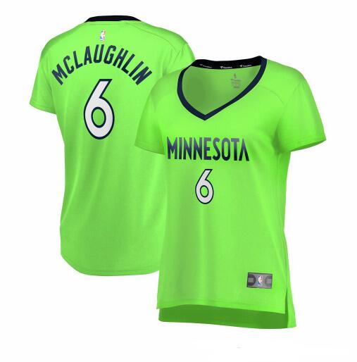Camiseta baloncesto Jordan McLaughlin 6 statement edition Verde Minnesota Timberwolves Mujer