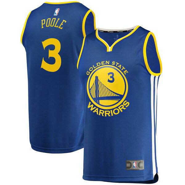 Camiseta baloncesto Jordan Poole 3 Icon Edition Azul Golden State Warriors Hombre