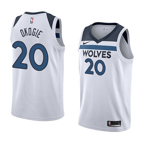 Camiseta baloncesto Josh Okogie 20 Association 2018 Blanco Minnesota Timberwolves Hombre