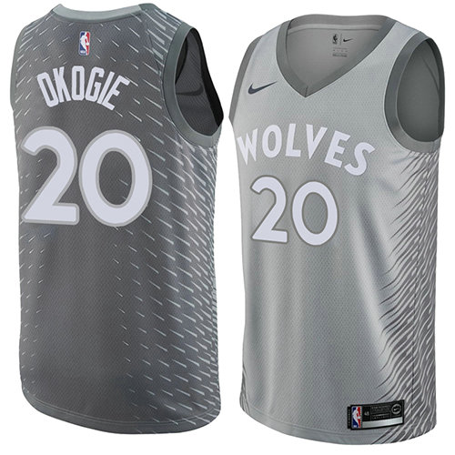 Camiseta baloncesto Josh Okogie 20 Ciudad 2018 Gris Minnesota Timberwolves Hombre