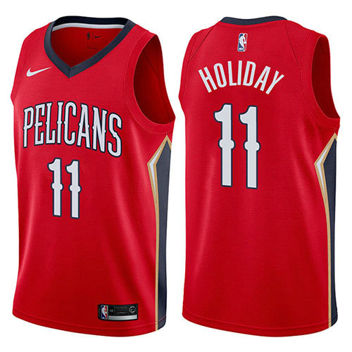 Camiseta baloncesto Jrue Holiday 11 Statement 2017-18 Rojo New Orleans Pelicans Hombre