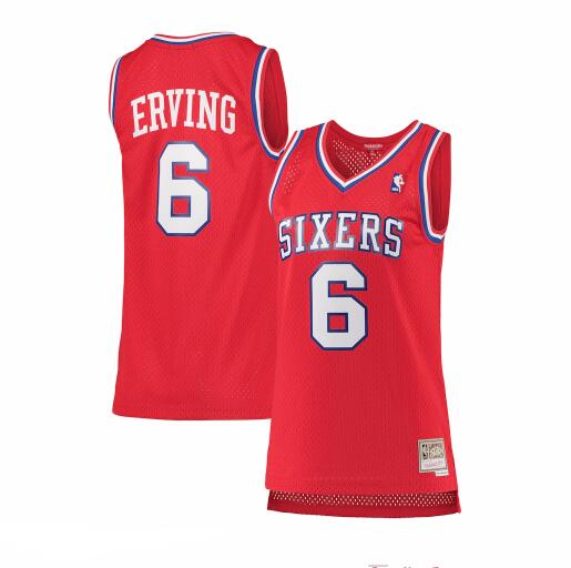 Camiseta baloncesto Julius Erving 6 hardwood classics Rojo Philadelphia 76ers Mujer