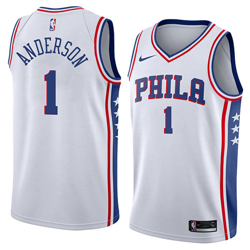 Camiseta baloncesto Justin Anderson 1 Association 2018 Blanco Philadelphia 76ers Hombre
