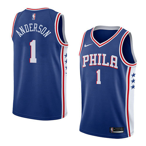 Camiseta baloncesto Justin Anderson 1 Icon 2018 Azul Philadelphia 76ers Hombre
