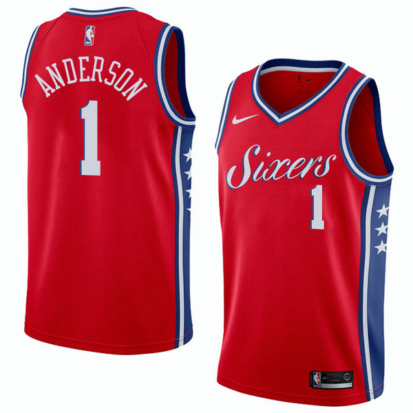 Camiseta baloncesto Justin Anderson 1 Statement 2018 Rojo Philadelphia 76ers Hombre