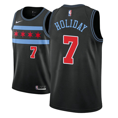 Camiseta baloncesto Justin Holiday 7 Ciudad 2018-19 Negro Chicago Bulls Hombre