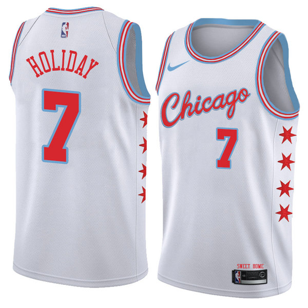 Camiseta baloncesto Justin Holiday 7 Ciudad 2018 Blanco Chicago Bulls Hombre