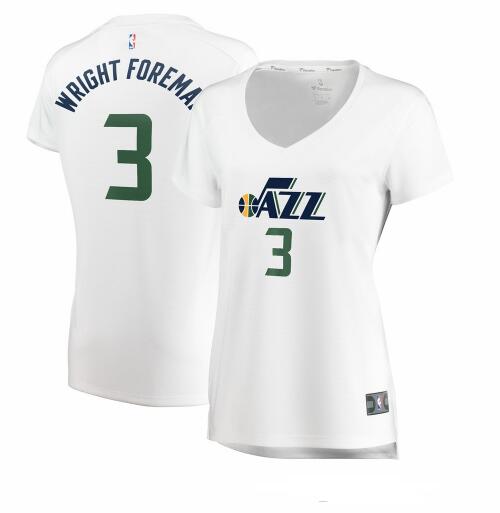 Camiseta baloncesto Justin Wright-Foreman 3 association edition Blanco Utah Jazz Mujer